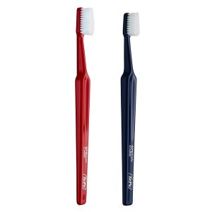 red and blue toothbrush